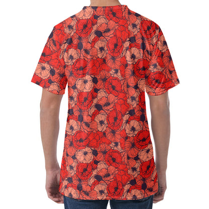 Armistice Day Poppy Pattern Print Men's Velvet T-Shirt