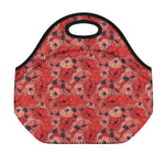 Armistice Day Poppy Pattern Print Neoprene Lunch Bag