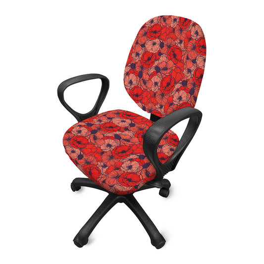 Armistice Day Poppy Pattern Print Office Chair Cover