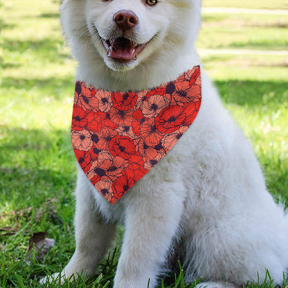Armistice Day Poppy Pattern Print Over The Collar Dog Bandana