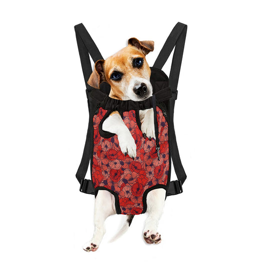 Armistice Day Poppy Pattern Print Pet Carrier Backpack