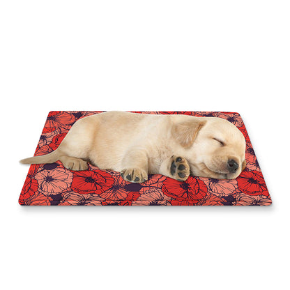 Armistice Day Poppy Pattern Print Pet Cooling Mat Cover