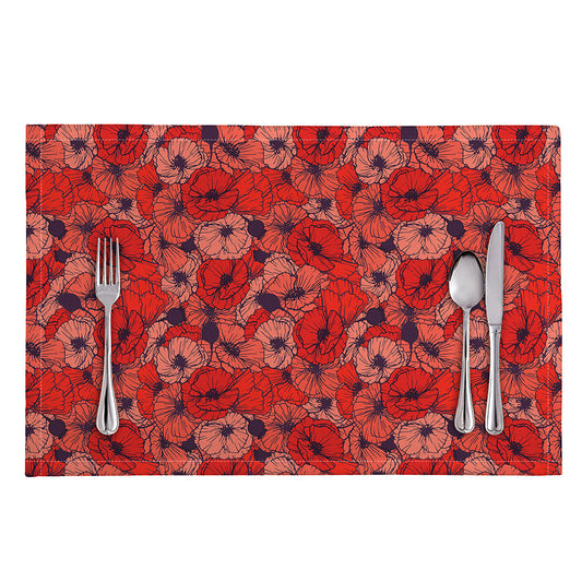 Armistice Day Poppy Pattern Print Placemat