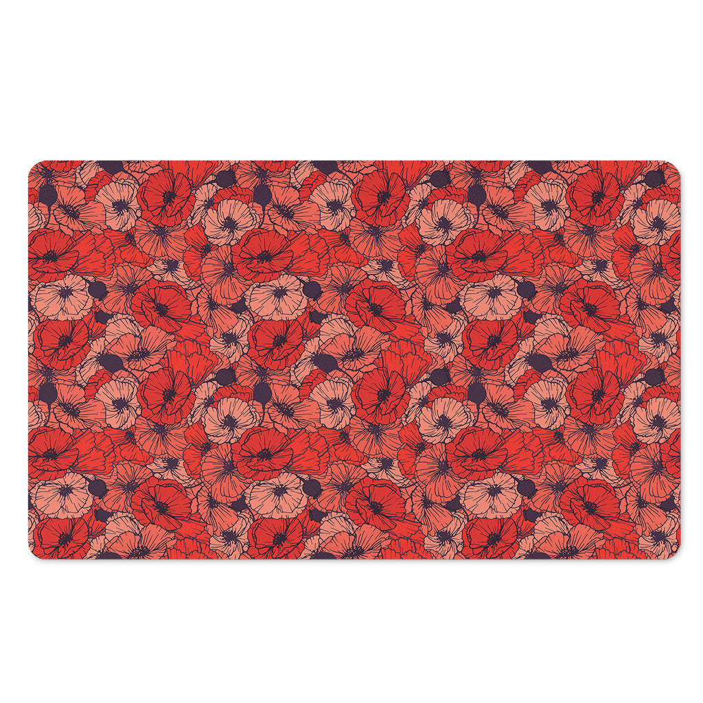 Armistice Day Poppy Pattern Print Polyester Doormat