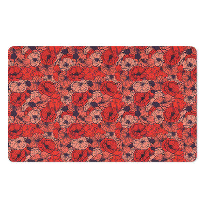Armistice Day Poppy Pattern Print Polyester Doormat