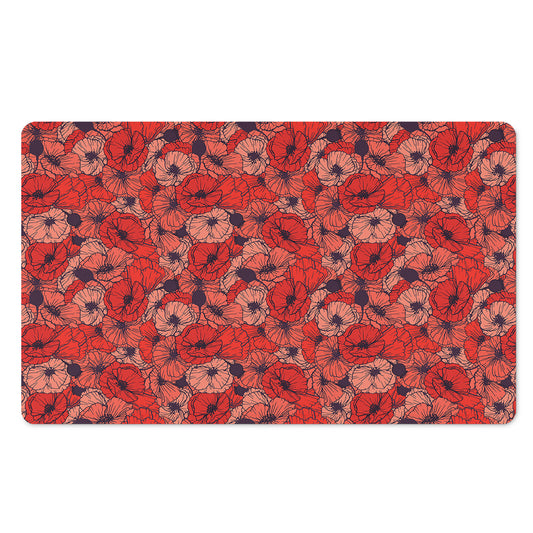 Armistice Day Poppy Pattern Print Polyester Doormat