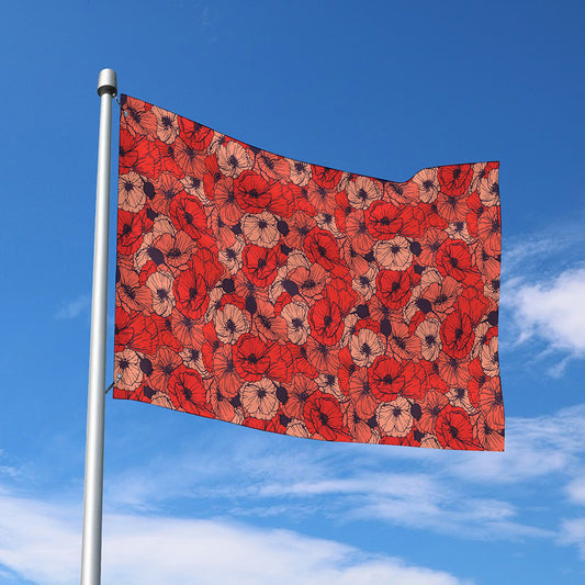 Armistice Day Poppy Pattern Print Polyester Flag