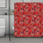 Armistice Day Poppy Pattern Print Polyester Shower Curtain