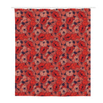Armistice Day Poppy Pattern Print Polyester Shower Curtain