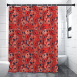 Armistice Day Poppy Pattern Print Premium Shower Curtain
