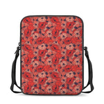 Armistice Day Poppy Pattern Print Rectangular Crossbody Bag
