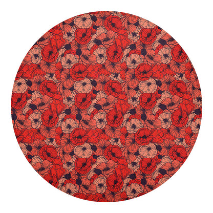 Armistice Day Poppy Pattern Print Round Blanket