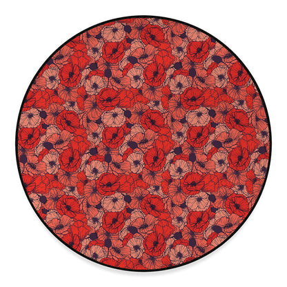 Armistice Day Poppy Pattern Print Round Floor Mat