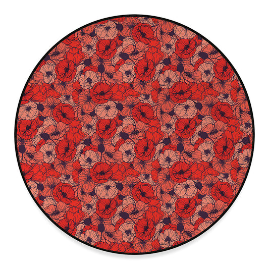 Armistice Day Poppy Pattern Print Round Floor Mat