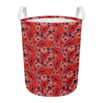 Armistice Day Poppy Pattern Print Round Laundry Basket