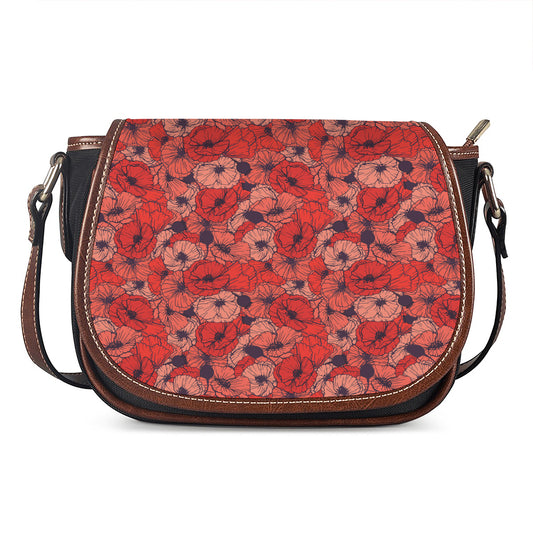 Armistice Day Poppy Pattern Print Saddle Bag