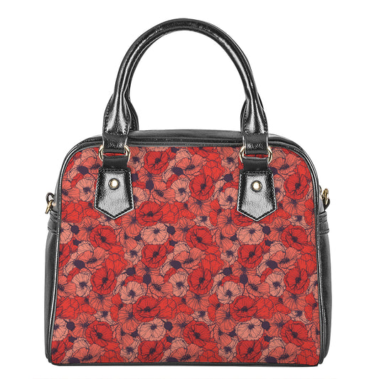 Armistice Day Poppy Pattern Print Shoulder Handbag