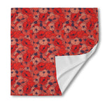 Armistice Day Poppy Pattern Print Silk Bandana