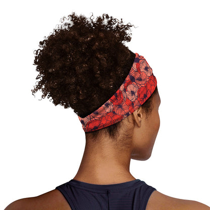 Armistice Day Poppy Pattern Print Sports Headband