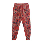 Armistice Day Poppy Pattern Print Sweatpants