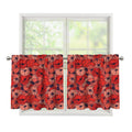 Armistice Day Poppy Pattern Print Tier Curtains