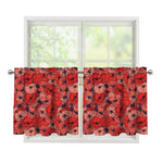 Armistice Day Poppy Pattern Print Tier Curtains