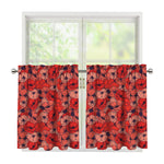 Armistice Day Poppy Pattern Print Tier Curtains