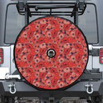 Armistice Day Poppy Pattern Print Tire Cover With Camera Hole