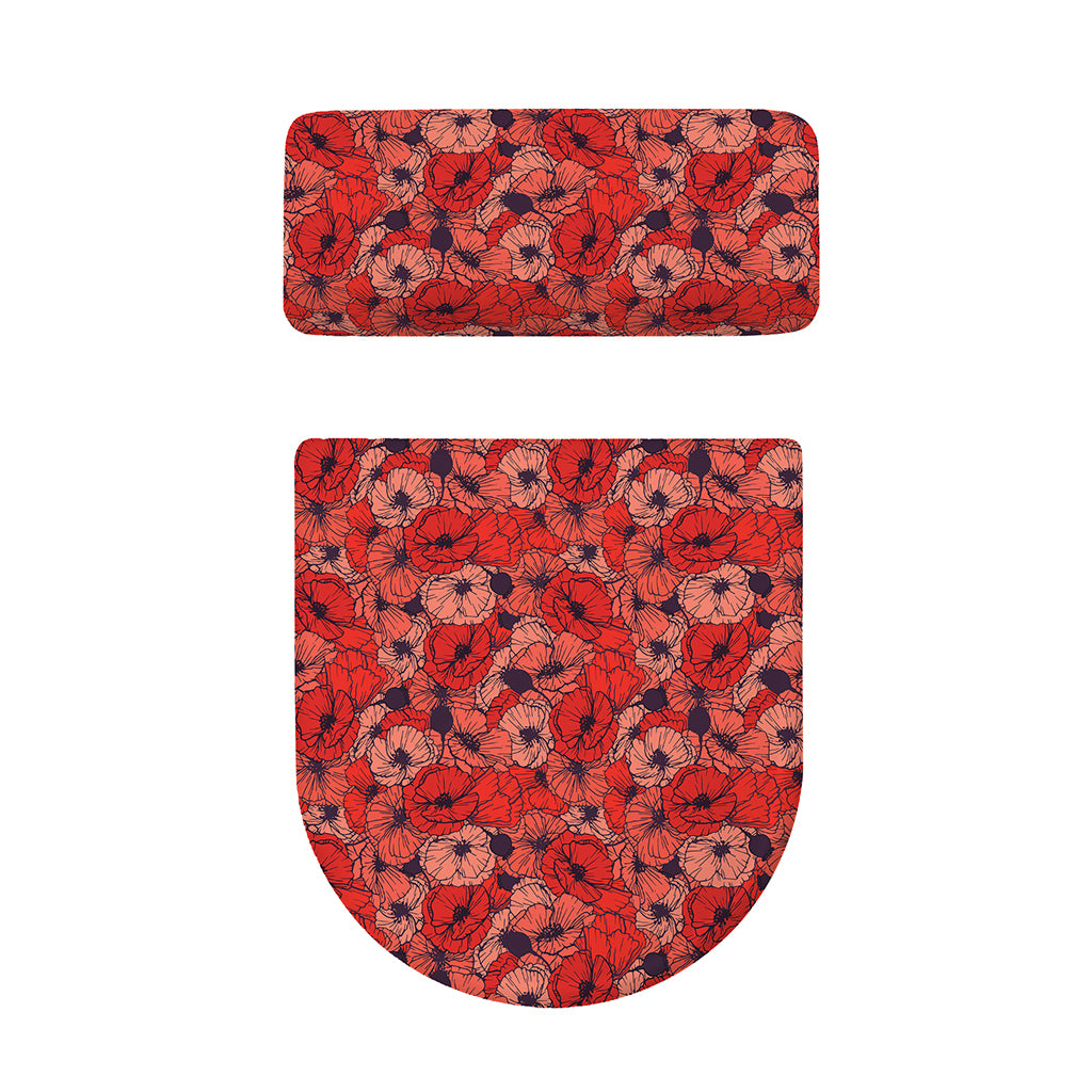 Armistice Day Poppy Pattern Print Toilet Lid And Tank Cover Set