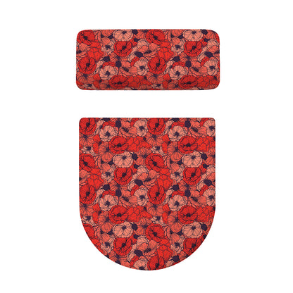 Armistice Day Poppy Pattern Print Toilet Lid And Tank Cover Set