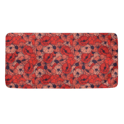 Armistice Day Poppy Pattern Print Towel