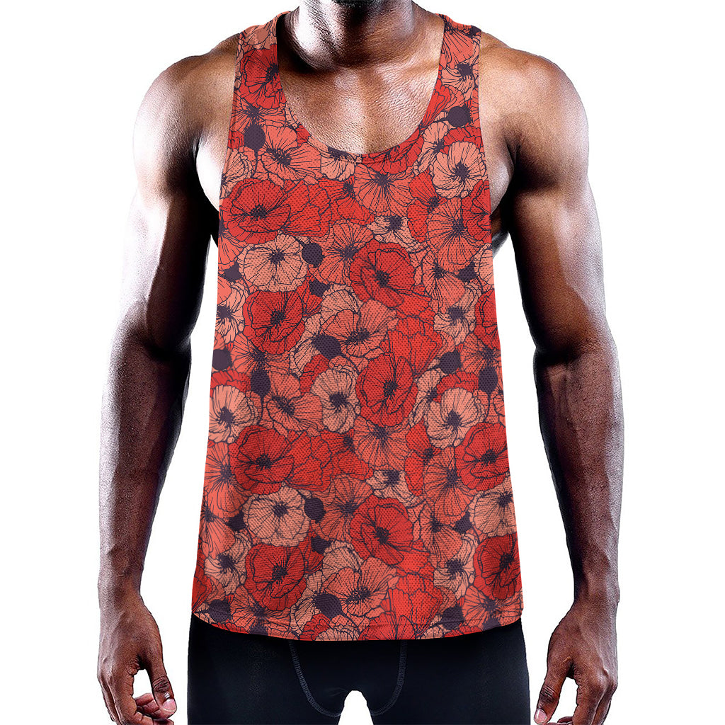 Armistice Day Poppy Pattern Print Training Tank Top