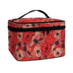 Armistice Day Poppy Pattern Print Travel Makeup Bag