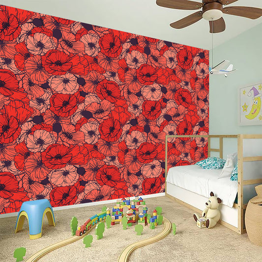 Armistice Day Poppy Pattern Print Wall Sticker