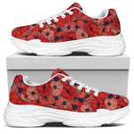 Armistice Day Poppy Pattern Print White Chunky Shoes
