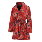 Armistice Day Poppy Pattern Print Women's Bathrobe