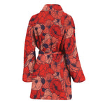Armistice Day Poppy Pattern Print Women's Bathrobe