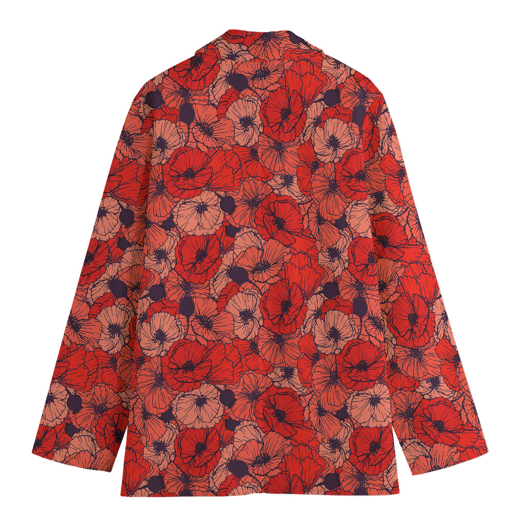 Armistice Day Poppy Pattern Print Women's Blazer