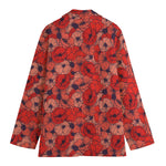 Armistice Day Poppy Pattern Print Women's Cotton Blazer