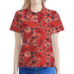 Armistice Day Poppy Pattern Print Women's Polo Shirt