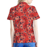 Armistice Day Poppy Pattern Print Women's Polo Shirt