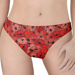 Armistice Day Poppy Pattern Print Women's Thong
