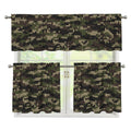 Army Camouflage Knitted Pattern Print 3 Piece Kitchen Curtains
