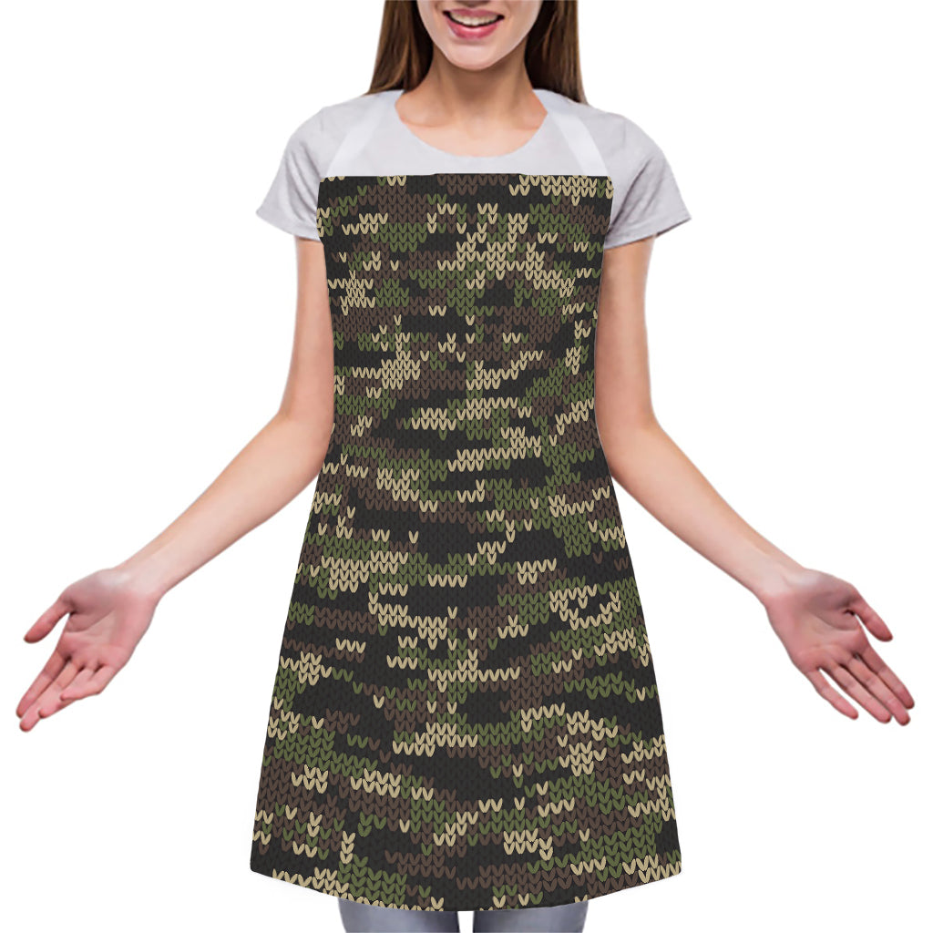 Army Camouflage Knitted Pattern Print Adjustable Apron