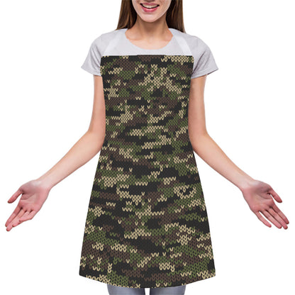 Army Camouflage Knitted Pattern Print Adjustable Apron