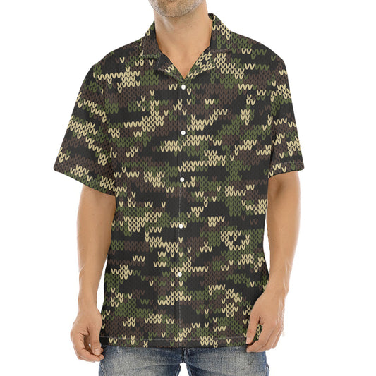Army Camouflage Knitted Pattern Print Aloha Shirt