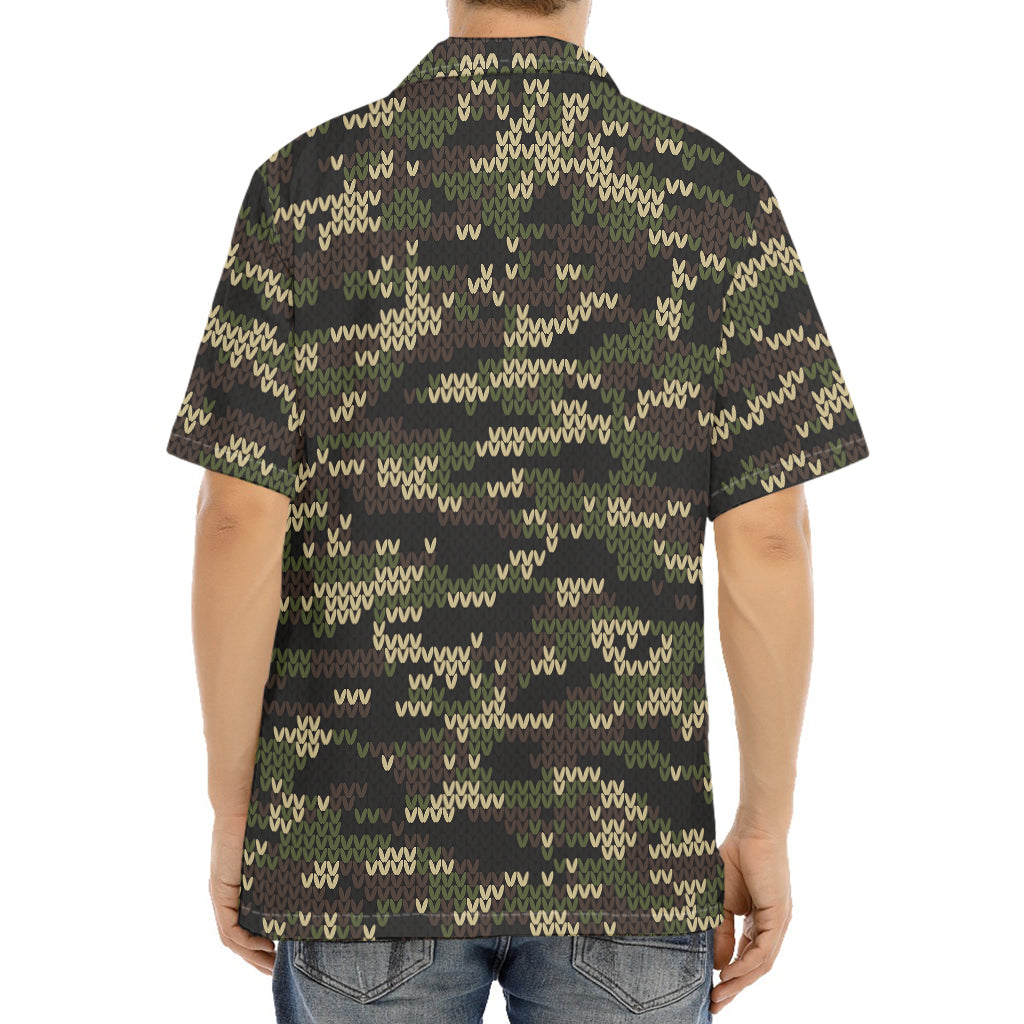 Army Camouflage Knitted Pattern Print Aloha Shirt