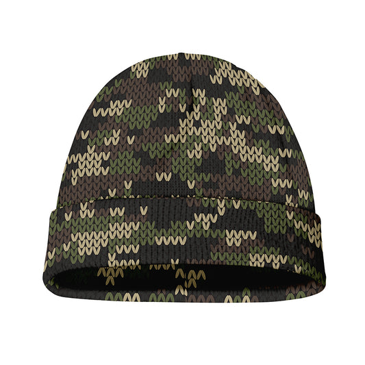 Army Camouflage Knitted Pattern Print Beanie
