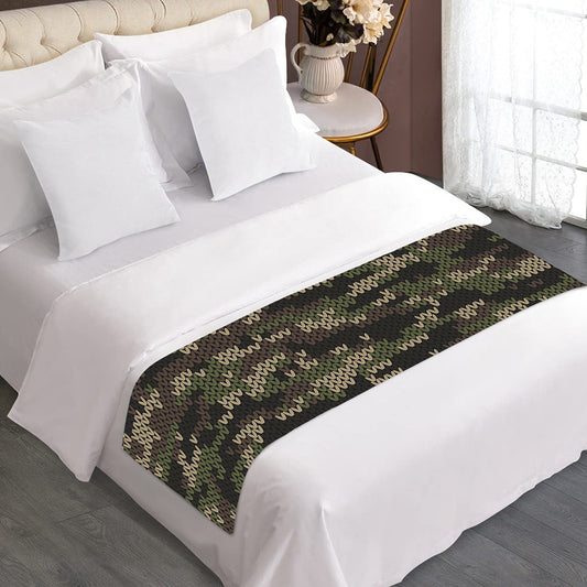 Army Camouflage Knitted Pattern Print Bed Runner