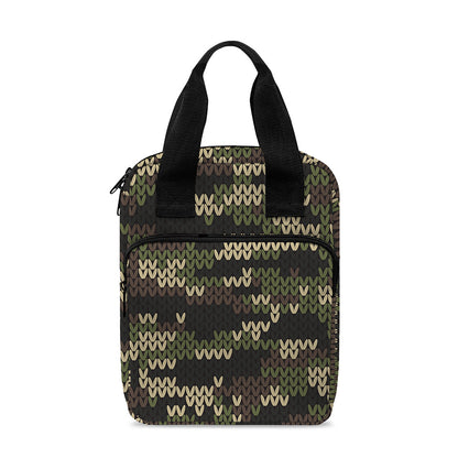 Army Camouflage Knitted Pattern Print Bible Tote Bag